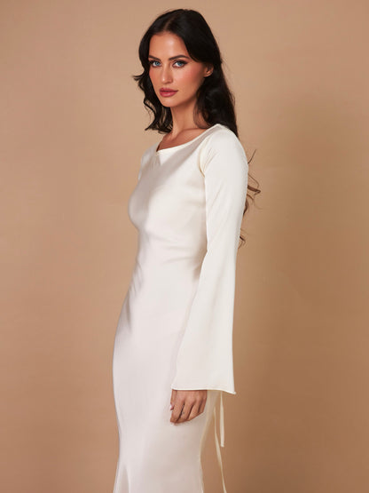 Women's Long Sleeve Maxi Dress – Fitted Shape & Bell Sleeves