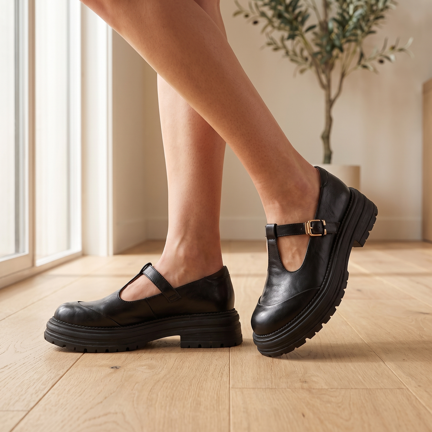 Women's Mary Jane Shoes – Adjustable Strap Flats