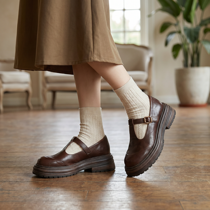 Women's Mary Jane Shoes – Adjustable Strap Flats