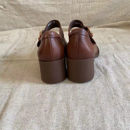 Women's Mary Jane Shoes – Block Heel Buckle Pumps