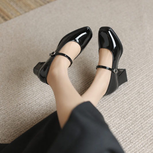 Women's Mary Jane Shoes – Block Heel Double Strap Pumps