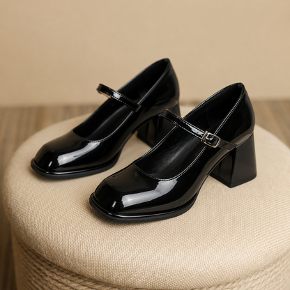 Women's Mary Jane Shoes – Block Heel Double Strap Pumps