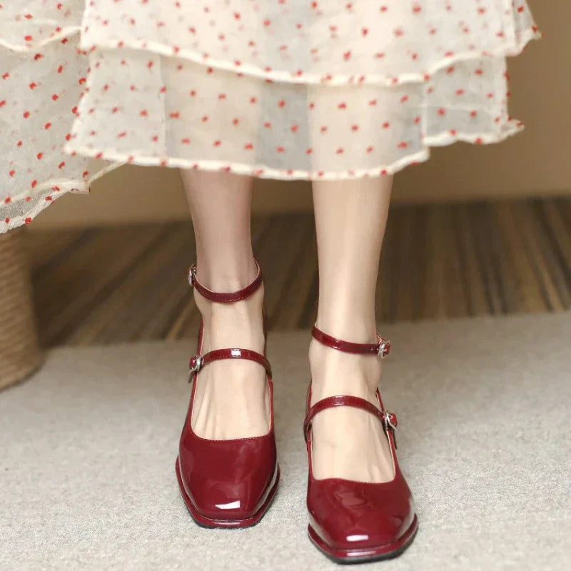 Women's Mary Jane Shoes – Block Heel Double Strap Pumps