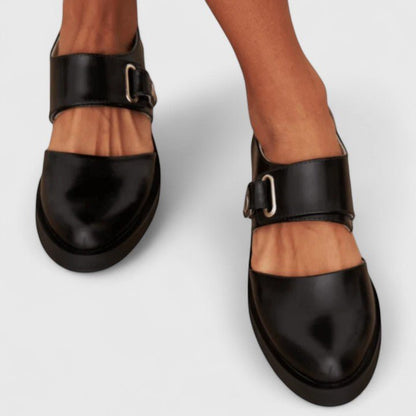 Women's Mary Jane Shoes – Chunky Buckle Strap Flats