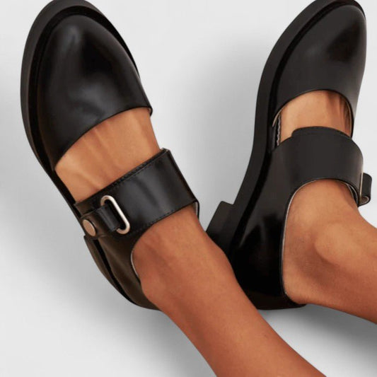 Women's Mary Jane Shoes – Chunky Buckle Strap Flats