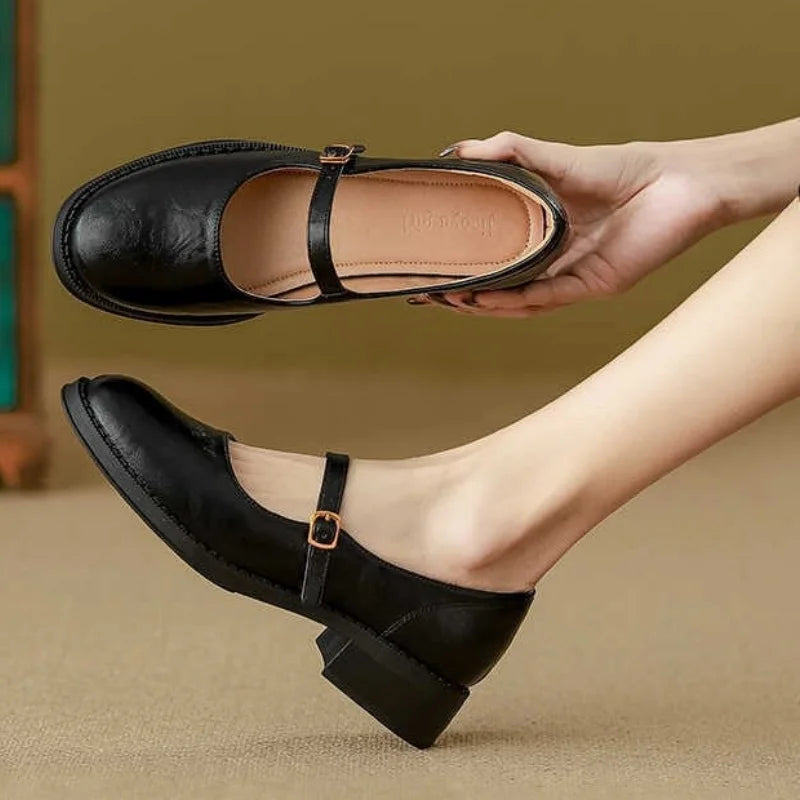 Women's Mary Jane Shoes – Classic Buckle Strap Flats