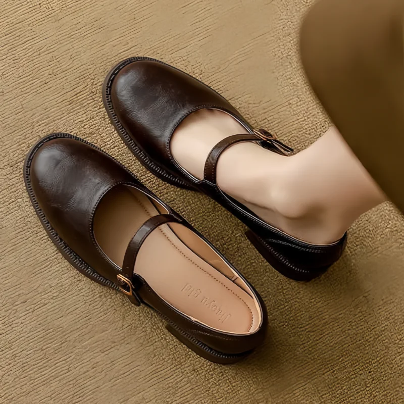Women's Mary Jane Shoes – Classic Buckle Strap Flats