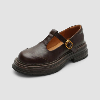 Women's Mary Jane Shoes – Lug Sole T-Strap Comfort Flats