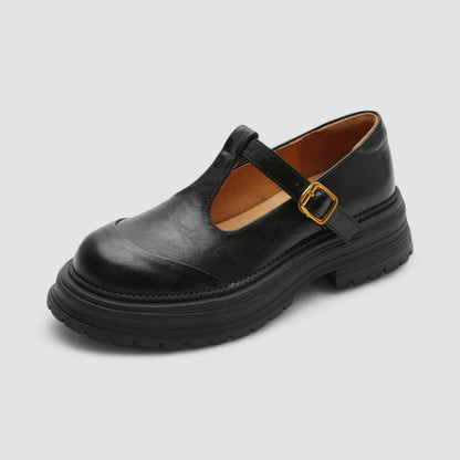 Women's Mary Jane Shoes – Lug Sole T-Strap Comfort Flats