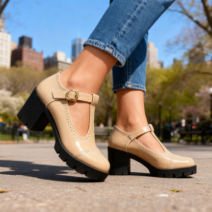 Women's Mary Jane Shoes – Platform Block Heel Pumps