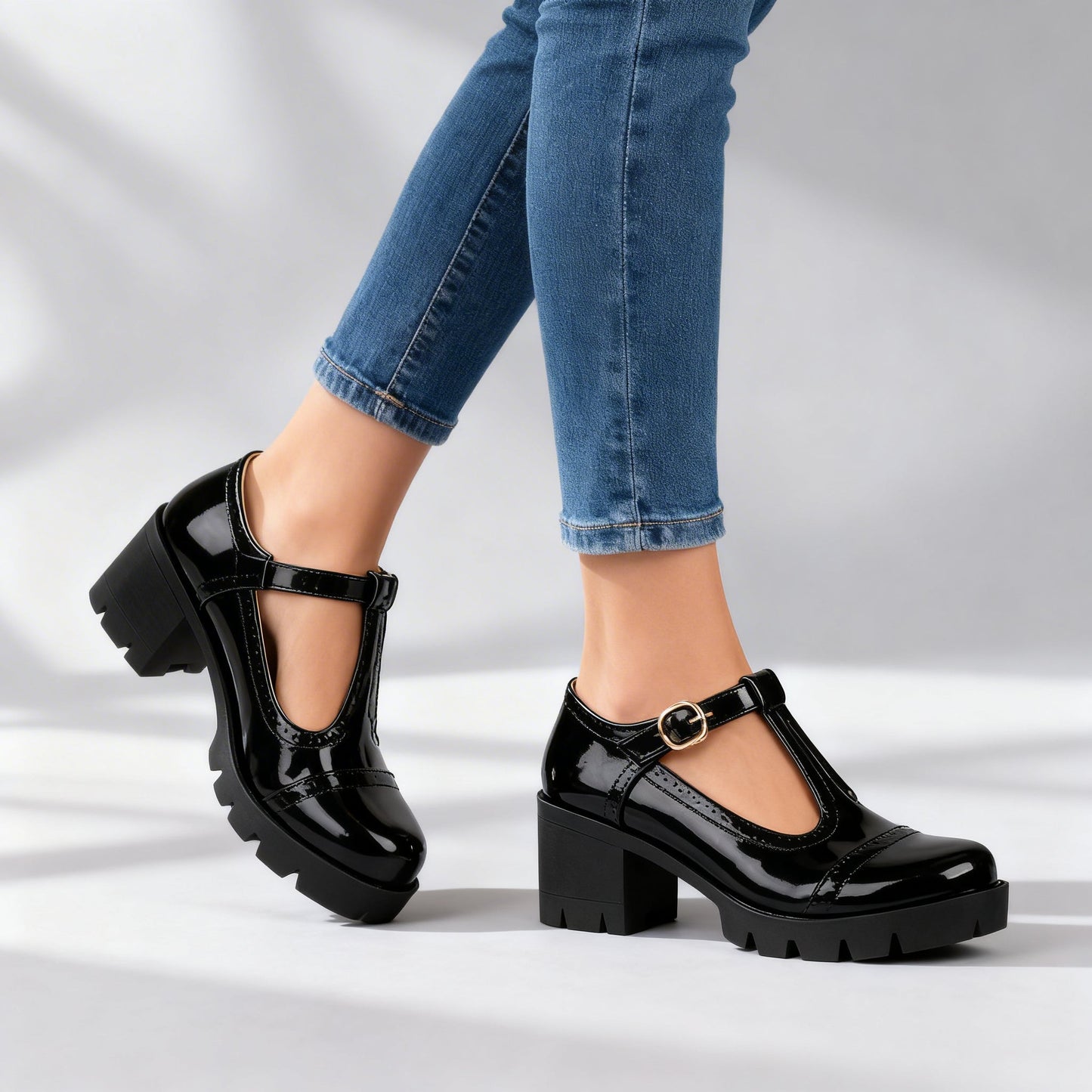 Women's Mary Jane Shoes – Platform Block Heel Pumps