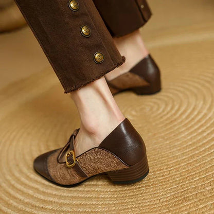 Women's Mary Jane Shoes – Tweed T-Bar Buckle Flats