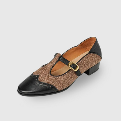 Women's Mary Jane Shoes – Tweed T-Bar Buckle Flats