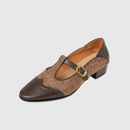 Women's Mary Jane Shoes – Tweed T-Bar Buckle Flats
