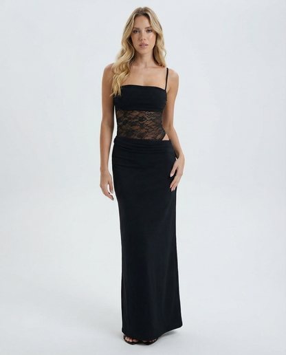 Women's Maxi Dress – Lace Waist Bodycon Evening Gown
