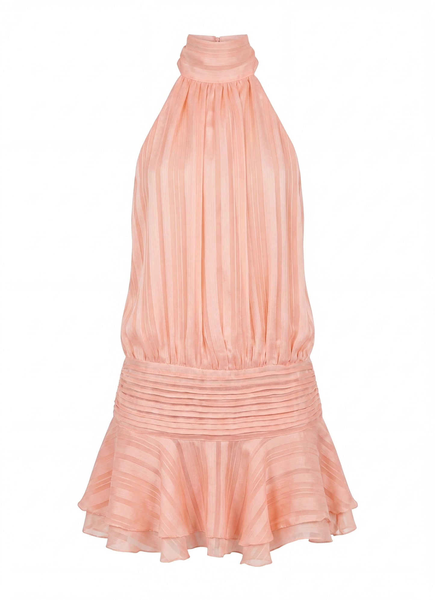 Women's Mini Dress – Halter Neck Pleated Ruffle Dress