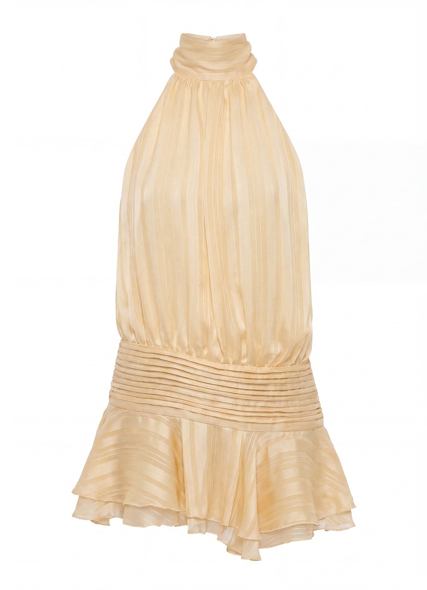 Women's Mini Dress – Halter Neck Pleated Ruffle Dress