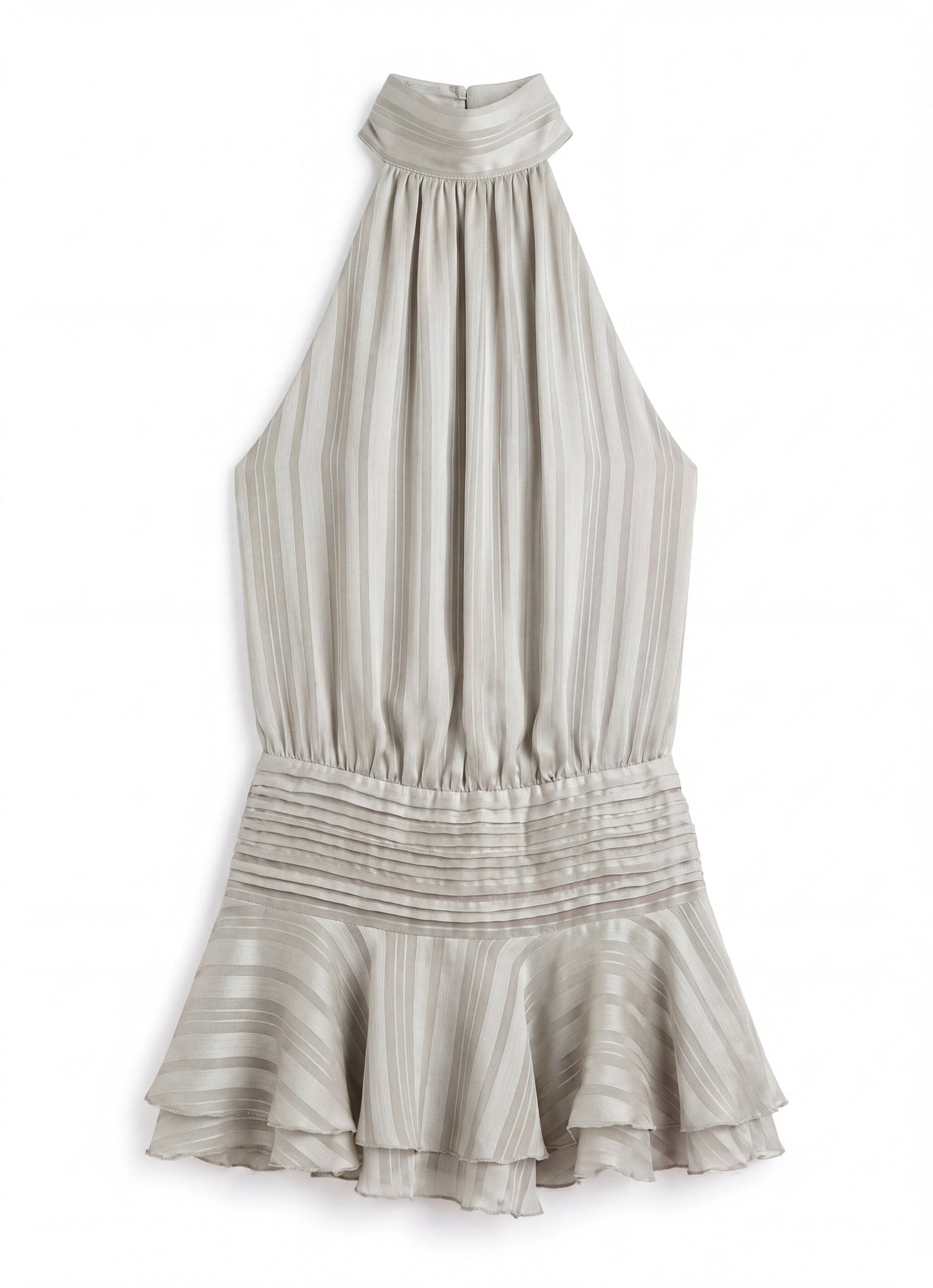 Women's Mini Dress – Halter Neck Pleated Ruffle Dress