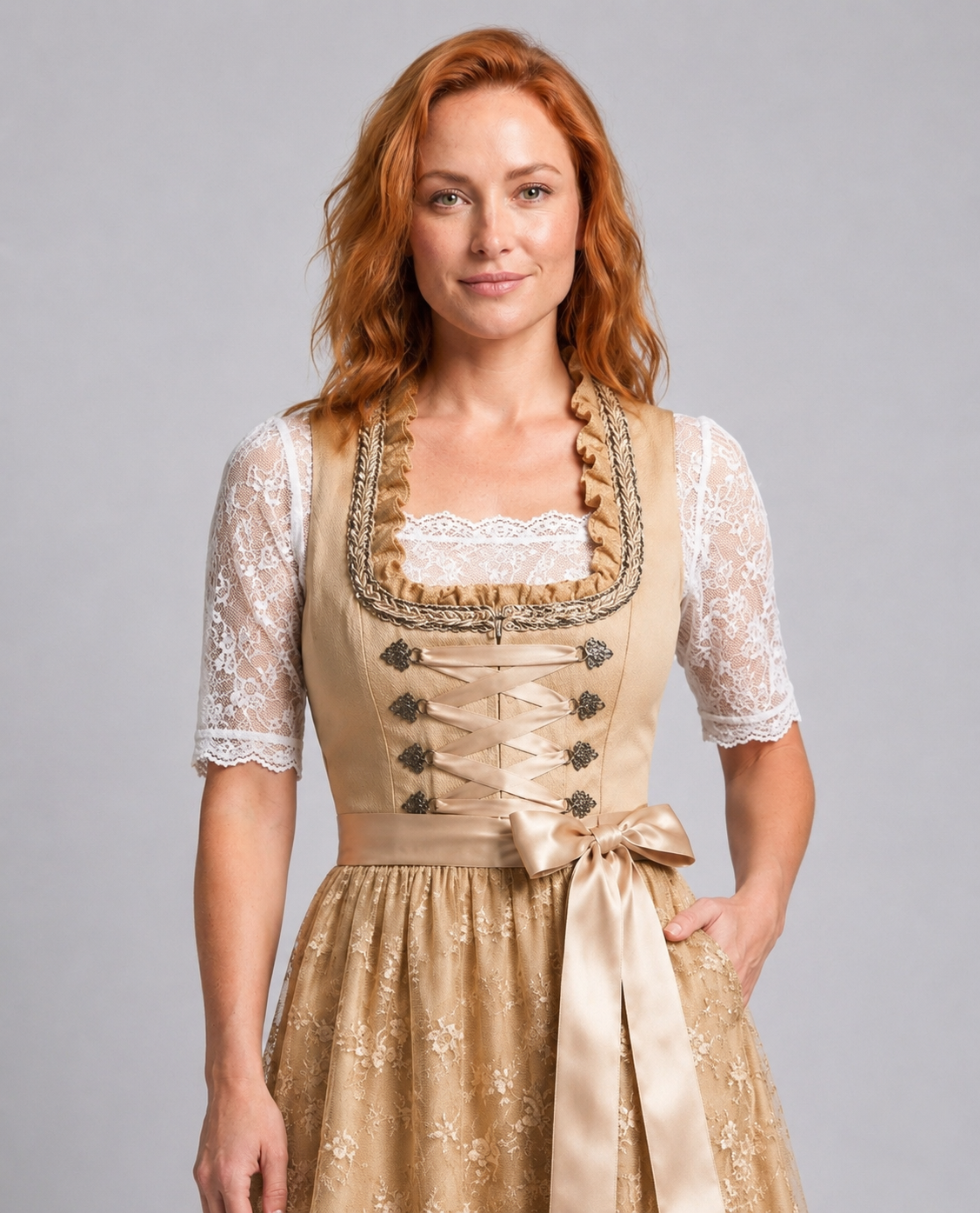 Women's Oktoberfest Dress Costume – Lace Trim Dirndl Dress
