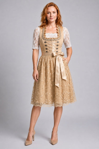 Women's Oktoberfest Dress Costume – Lace Trim Dirndl Dress