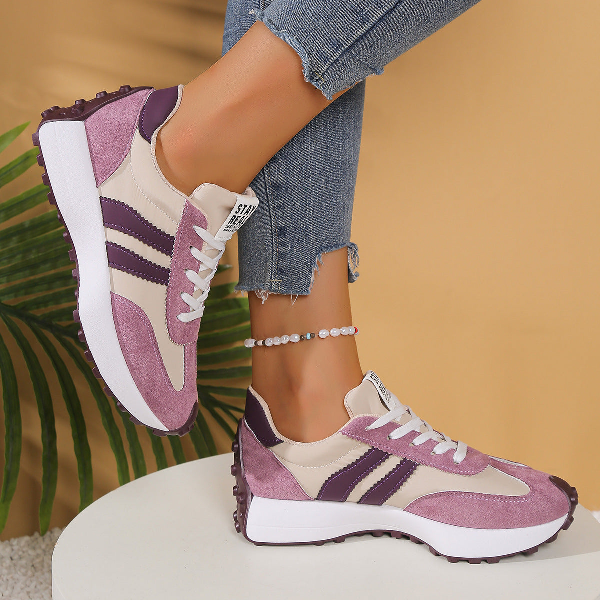 Women's Orthopedic Sneakers – Lightweight Lace-Up Casual Trainers