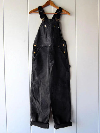 Women's Overalls – Wide-Leg Utility Bib Style with Pockets