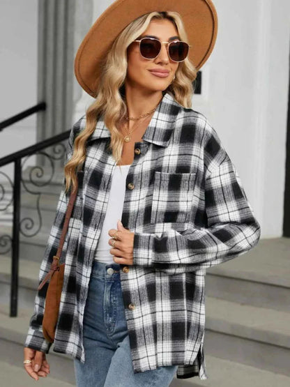Women's Shacket – Plaid Button-Front Casual Style