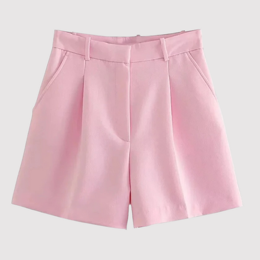 Women's Shorts – High-Waisted Tailored Pleated Shorts