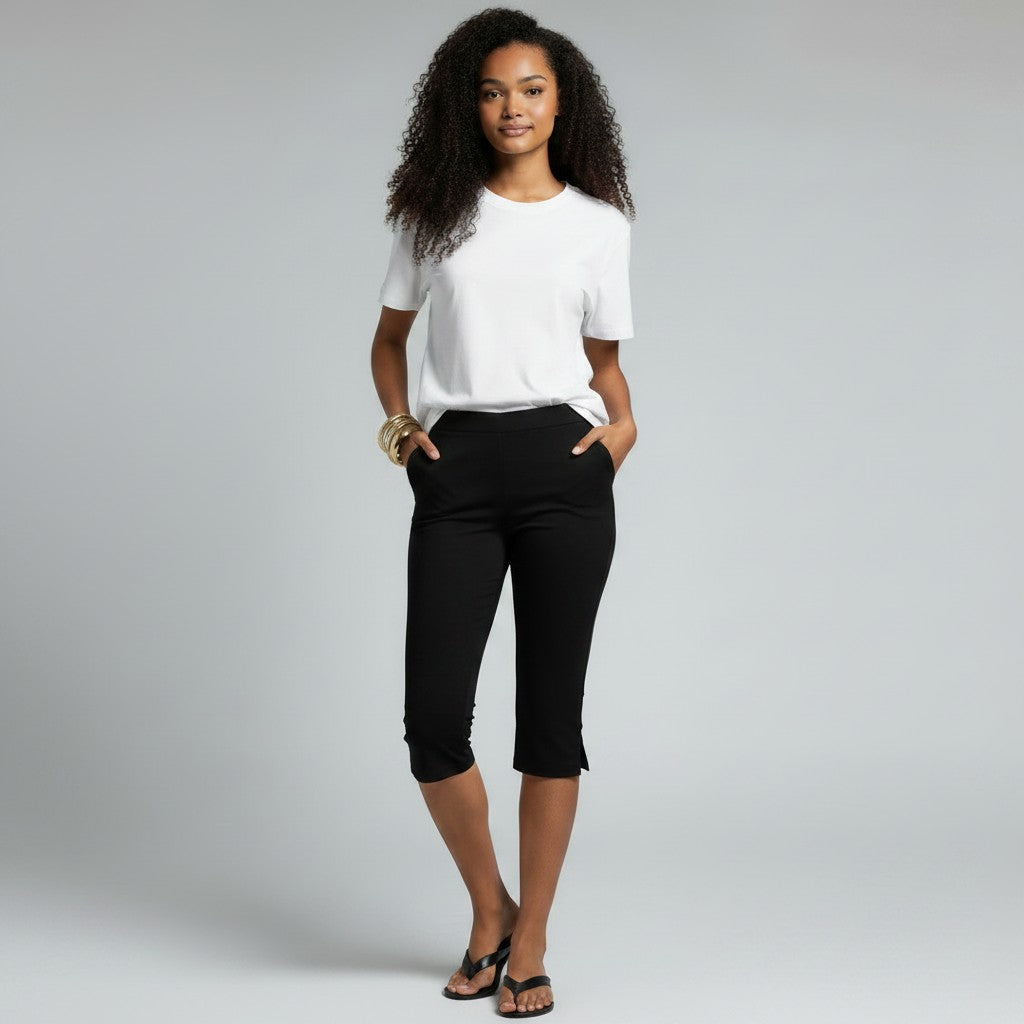 Women's Shorts – Knee-Length Pull-On Stretch Capris