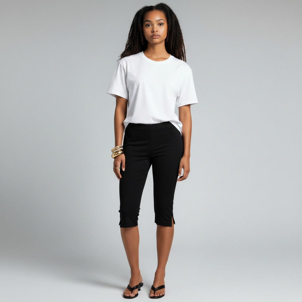Women's Shorts – Knee-Length Pull-On Stretch Capris