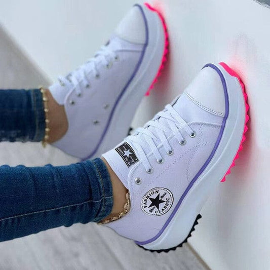 Women's Sneakers – Platform Lace-Up Casual Shoes