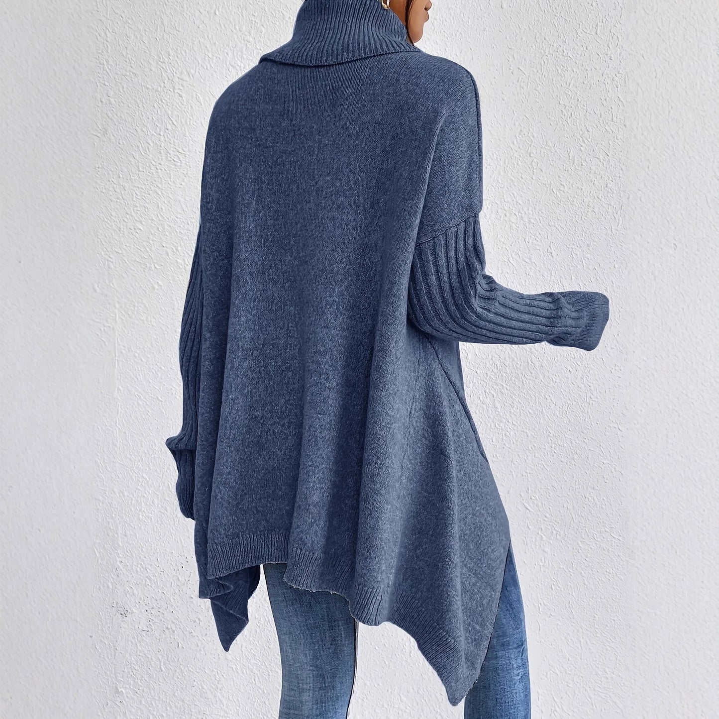 Women's Sweater – Oversized Turtleneck Knit Pullover