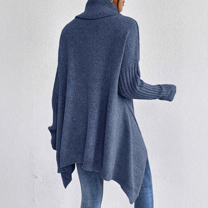 Women's Sweater – Oversized Turtleneck Knit Pullover