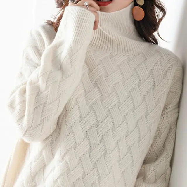Women's Sweaters – Cable Knit Turtleneck Pullover
