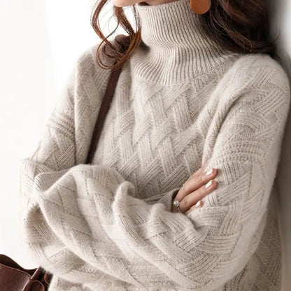 Women's Sweaters – Cable Knit Turtleneck Pullover