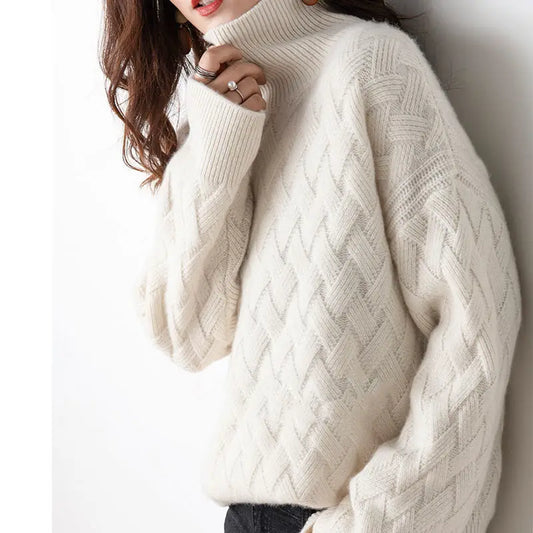 Women's Sweaters – Cable Knit Turtleneck Pullover