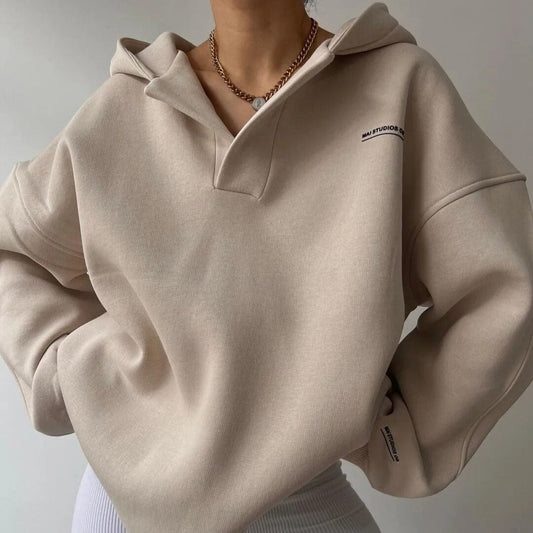 Women's Sweaters – Oversized Hooded Knit Pullover