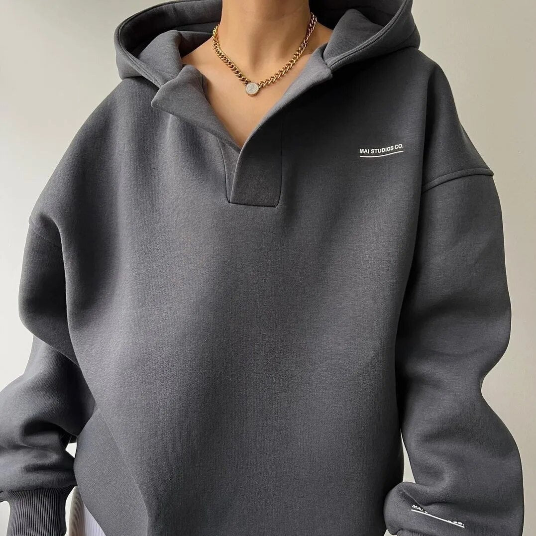 Women's Sweaters – Oversized Hooded Knit Pullover