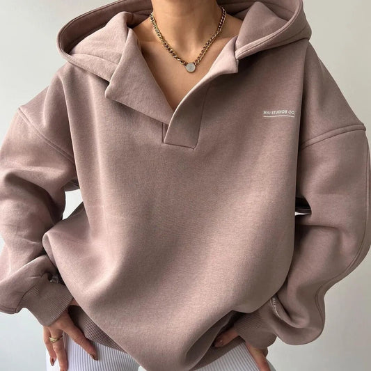 Women's Sweaters – Oversized Hooded Knit Pullover