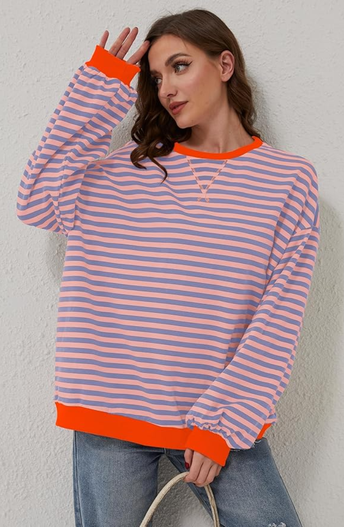 Women's Sweaters – Oversized Striped Sweater