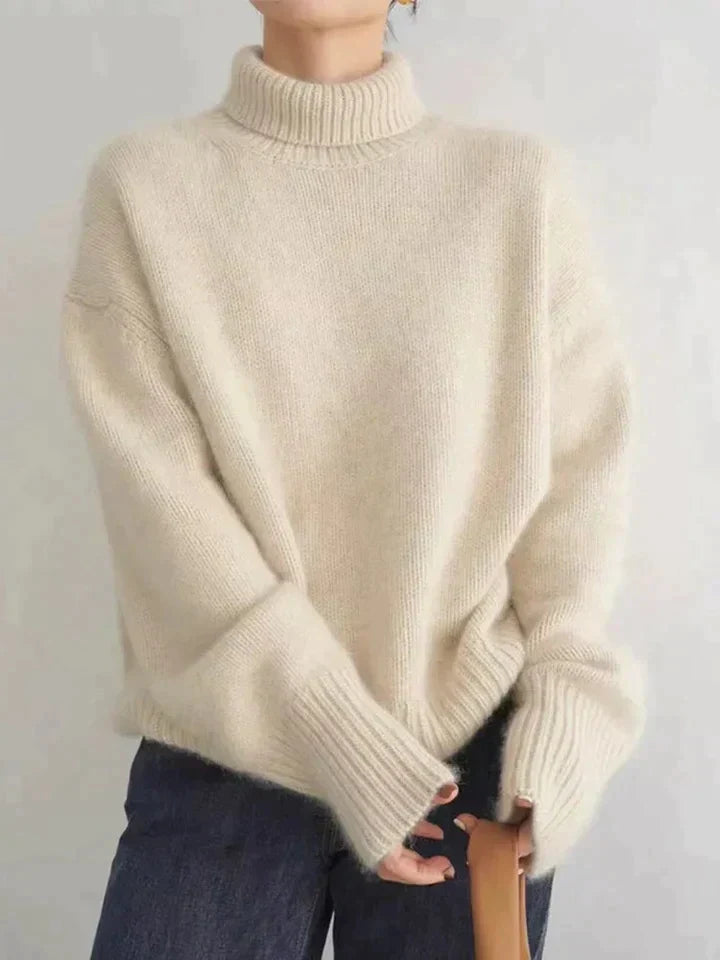 Women's Sweaters – Oversized Turtleneck Knit Pullover
