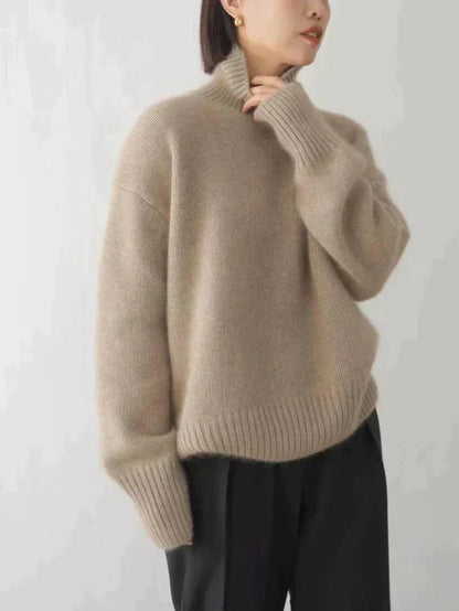 Women's Sweaters – Oversized Turtleneck Knit Pullover
