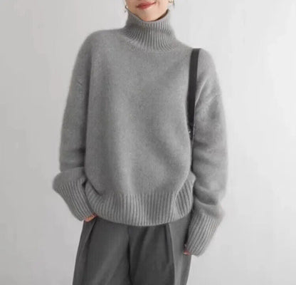 Women's Sweaters – Oversized Turtleneck Knit Pullover