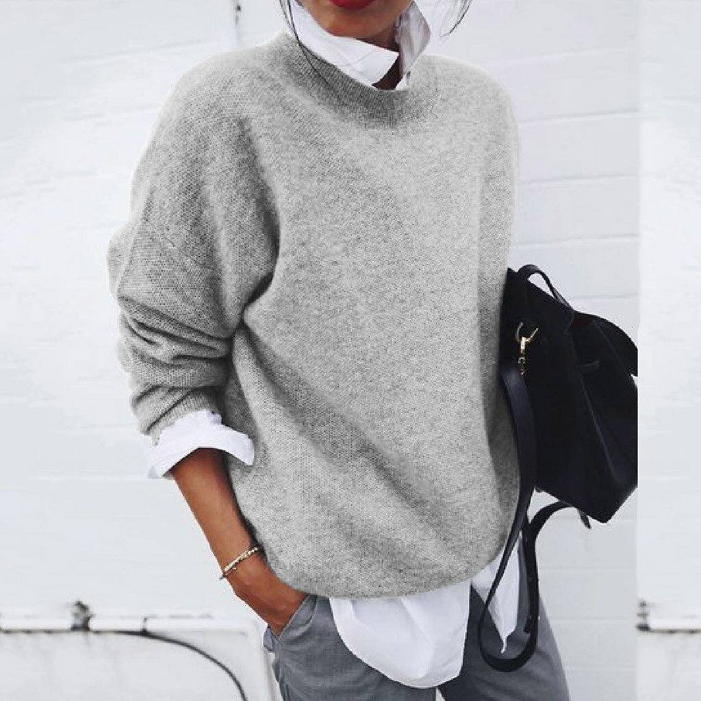 Women's Sweaters – Relaxed Crewneck Knit Pullover