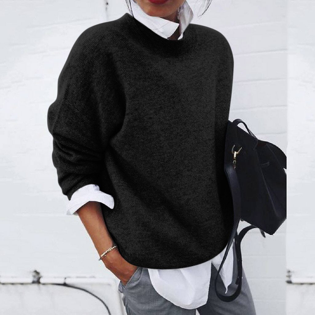 Women's Sweaters – Relaxed Crewneck Knit Pullover