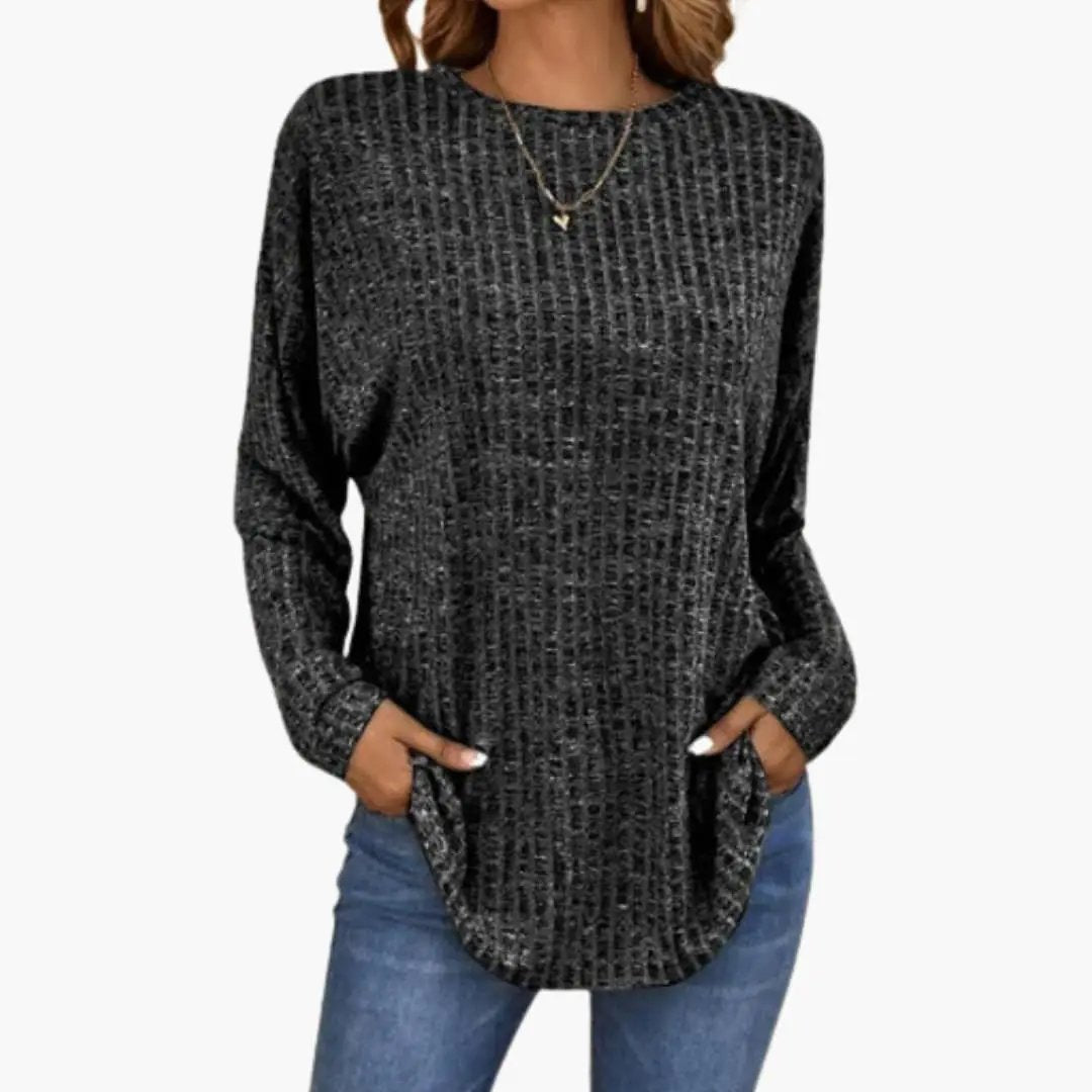 Women's Sweaters – Ribbed Round Neck Knit Sweater
