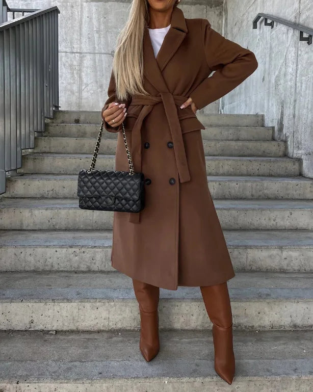 Women's Trench Coat – Double-Breasted Belted Coat