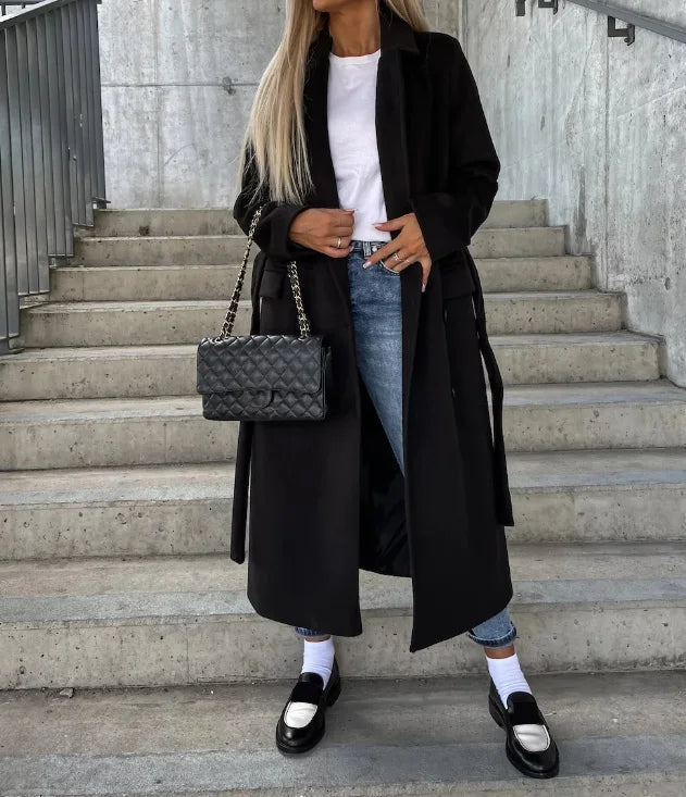 Women's Trench Coat – Double-Breasted Belted Coat