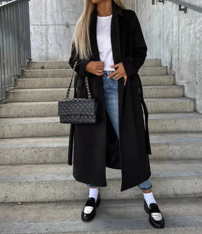 Women's Trench Coat – Double-Breasted Belted Coat