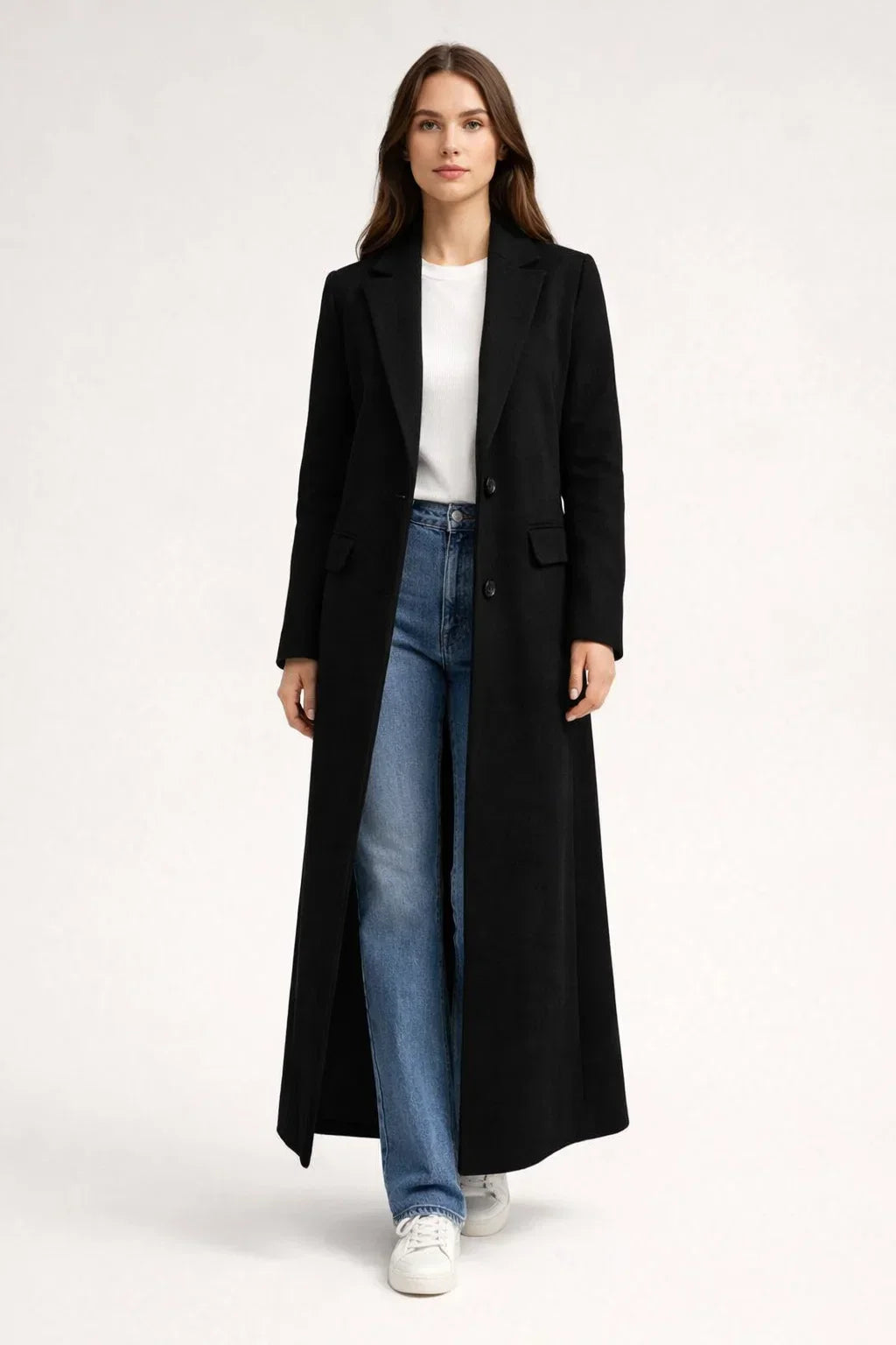 Women's Trench Coat – Tailored Maxi Longline Overcoat